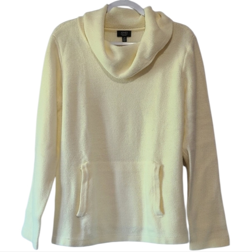 Jones New York Signature Cream Cowl Neck Knit Sweater Sz L Coastal Minimalist